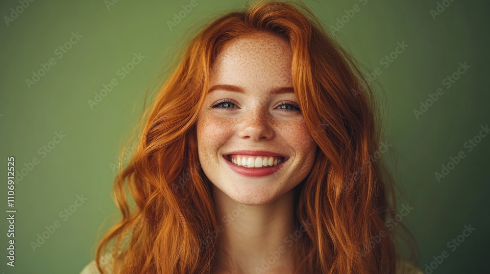 Close up view of attractive happy Caucasian woman with ginger hair and freckles wearing stylish clothes looking and smiling at the camera posing against white studio wall. Youth and happiness concept Close up view of attractive happy Caucasian woman with ginger hair and freckles wearing stylish clothes looking and smiling at the camera posing against white studio wall. Youth and happiness concept