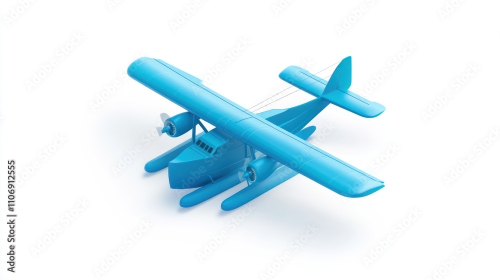 A blue model seaplane designed for display or educational purposes. A blue model seaplane designed for display or educational purposes.
