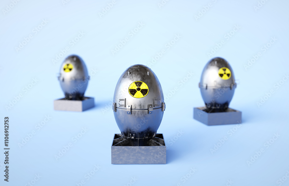 Obraz premium Air atomic bombs on blue background. 3d-rendering