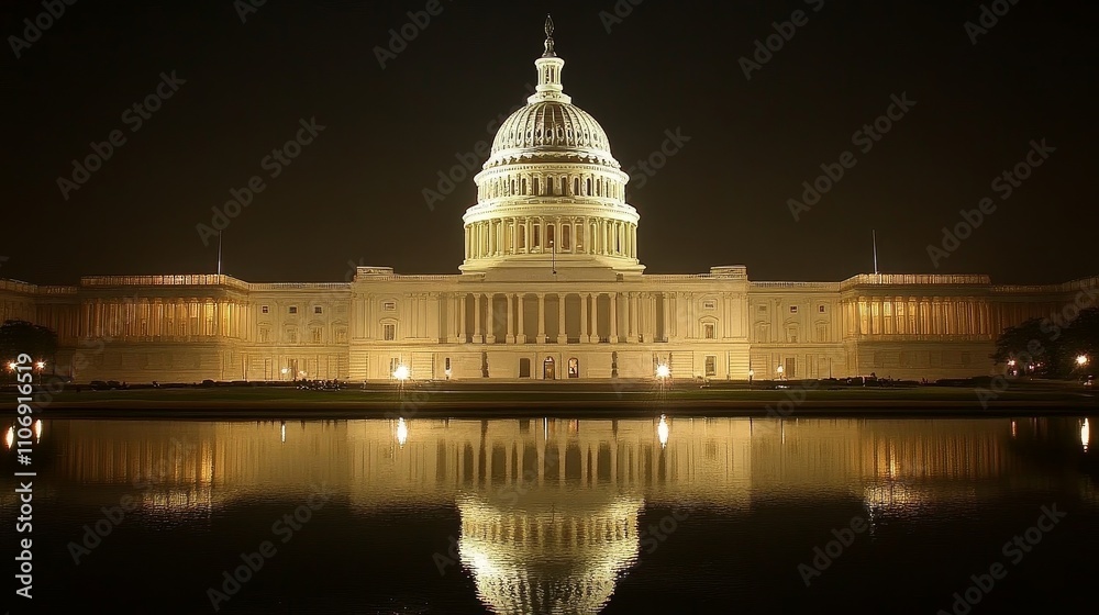 Fototapeta premium The United States Capitol Building Illuminated at Night