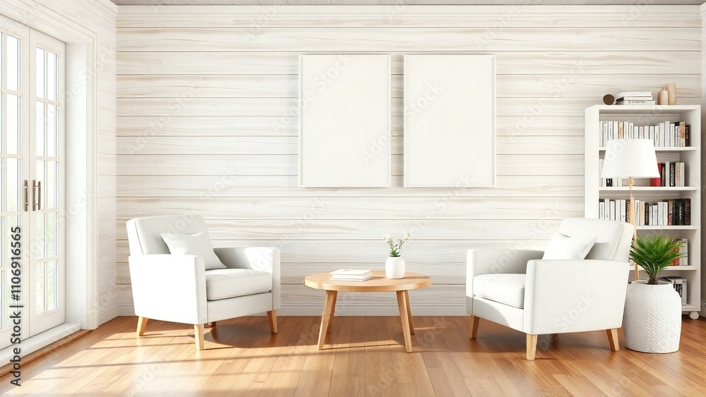 Fototapeta premium modern living room with fireplace