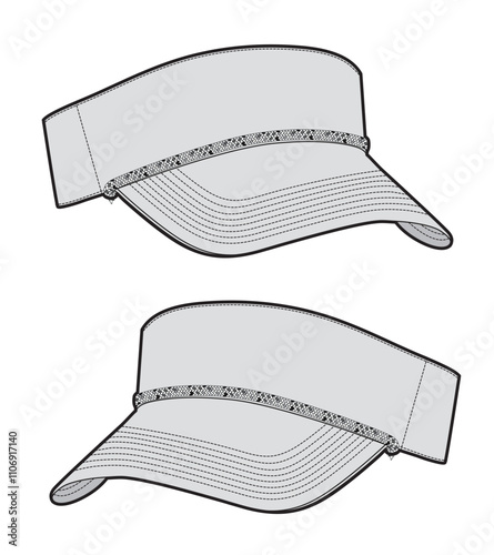 Sports visor cap mockup template vector illustration.