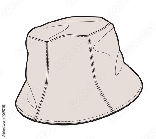 Short brim bucket hat vector design mockup template.