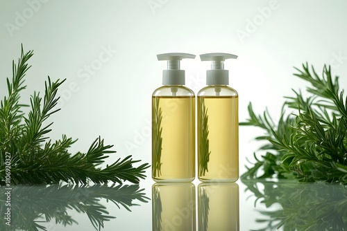 Rosemary Beauty Products, Shampoo, Cosmetics, Oil, Mock-up Products, Generative AI photo