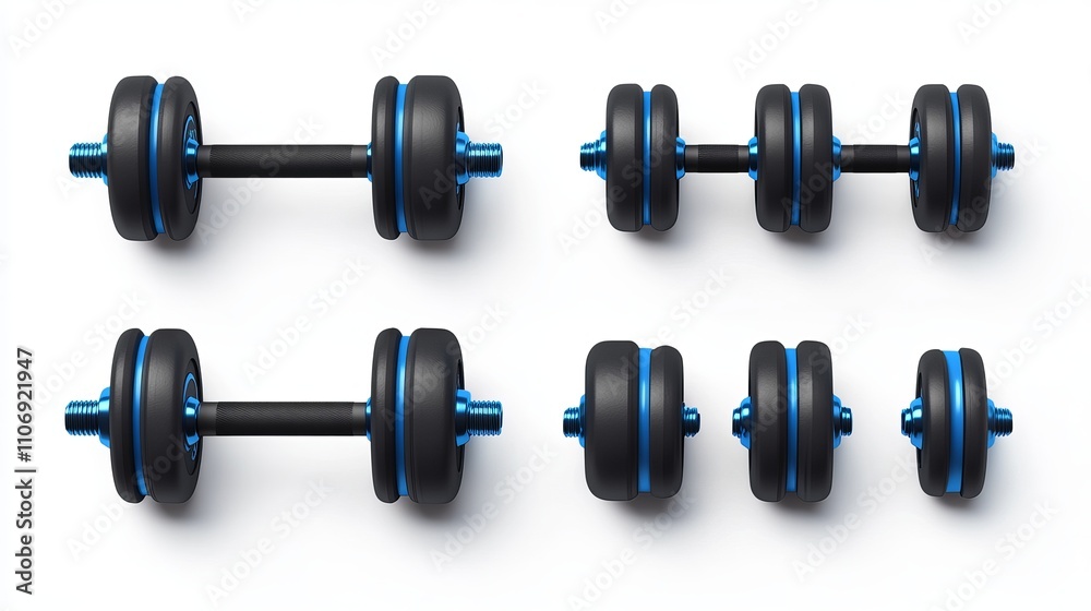 Vector set of dumbbells isolated on white background Vector set of dumbbells isolated on white background