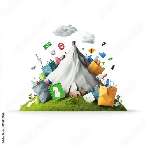 Creative Recycling Mountain with Plastic Waste Elements photo