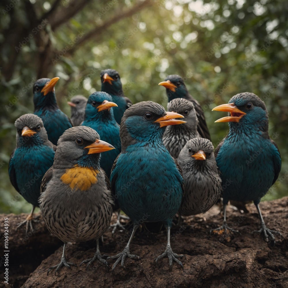 Obraz premium A bird is a warm-blooded, feathered vertebrate belonging to the class Aves. Birds are characterized by their ability to lay eggs, lightweight skeletons, and adaptations for flight.