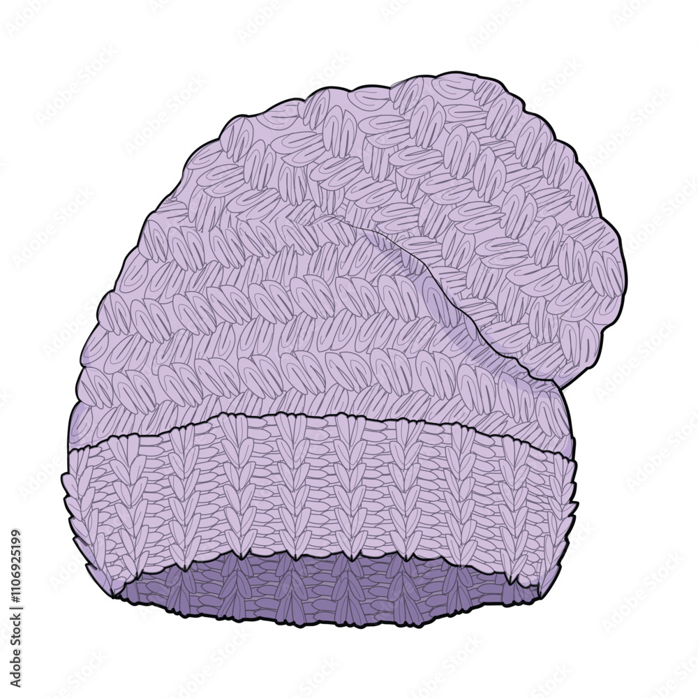 Slouch beanie technical illustration vector mockup template. Slouch beanie technical illustration vector mockup template.