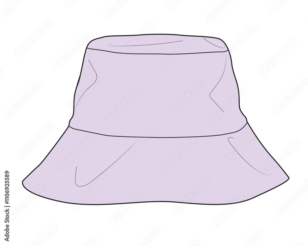 Women's bucket hats vector design technical flat sketch by adobe illustrator. Women's bucket hats vector design technical flat sketch by adobe illustrator.