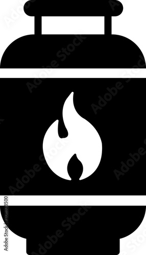 Gas tank icon in trendy black Flat style. Lpg propane bottle vector container. Gas cylinder canister fuel storage symbol isolated on transparent background. Petrol tank illustration sign.