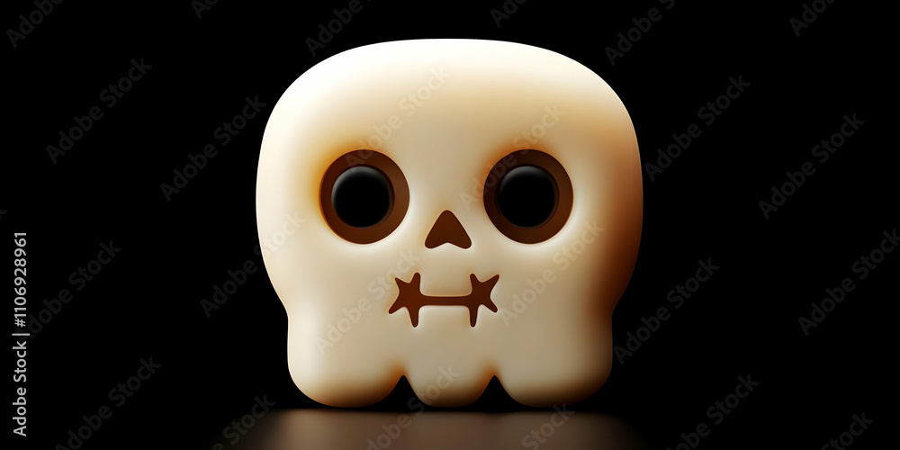 Cute Cartoon Skull Illustration on Black Background Cute Cartoon Skull Illustration on Black Background