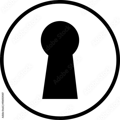 Door key hole icon. Security protection concept in trendy flat style. Door open, padlock symbol. Password symbol sign vector illustration silhouette isolated on transparent background.