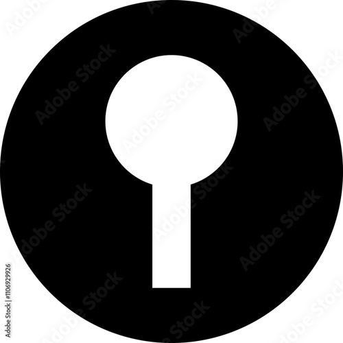 Door key hole icon. Security protection concept in trendy flat style. Door open, padlock symbol. Password symbol sign vector illustration silhouette isolated on transparent background.