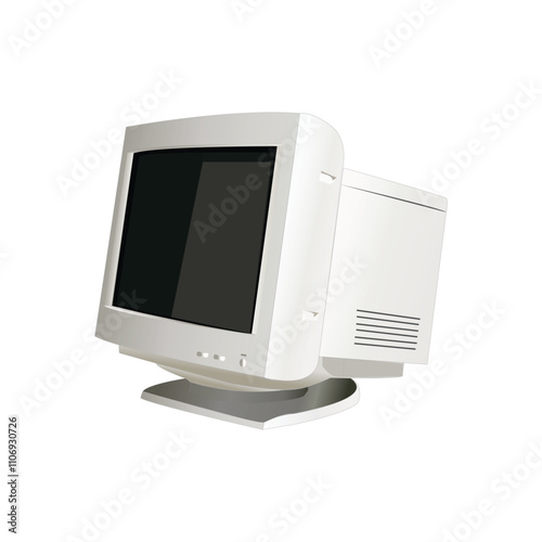 Old Digital Monitor Illustation vector base drawing Vol 01