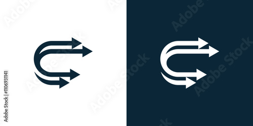 C letter logo and arrow, displacement logo, speed logo