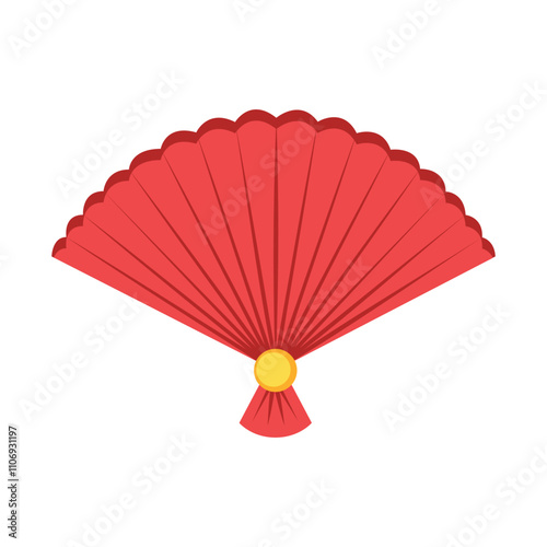 Red Hand Fan Vector Illustration