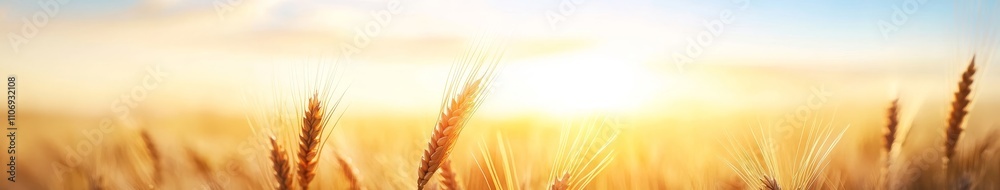 Golden Wheat Field at Sunrise with Soft Light Golden Wheat Field at Sunrise with Soft Light