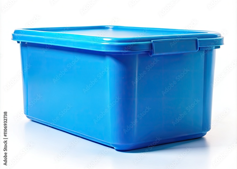Panoramic Blue Plastic Storage Box on White Background - Product Photography Panoramic Blue Plastic Storage Box on White Background - Product Photography
