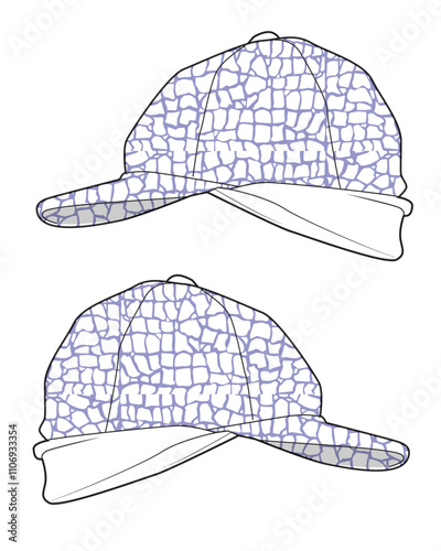 Sports caps design technical drawing by adobe illustrator.