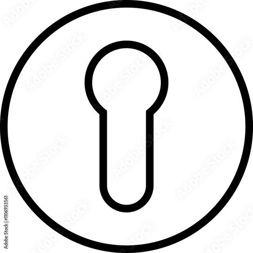 Door key hole icon. Security protection concept in trendy outline style. Door open, padlock symbol. Password symbol sign vector illustration silhouette isolated on transparent background.