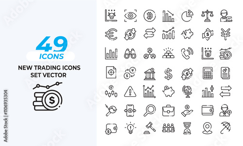 New trading icons set vector Layout Template. Vector illustration in line style of icons