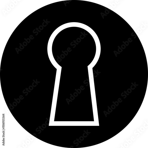 Door key hole icon. Security protection concept in trendy outline style. Door open, padlock symbol. Password symbol sign vector illustration silhouette isolated on transparent background.