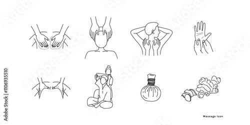 Vector illustration of a hand massage icon in clean, minimal line art style, Ideal for wellness, spa, or therapeutic themes. Relax