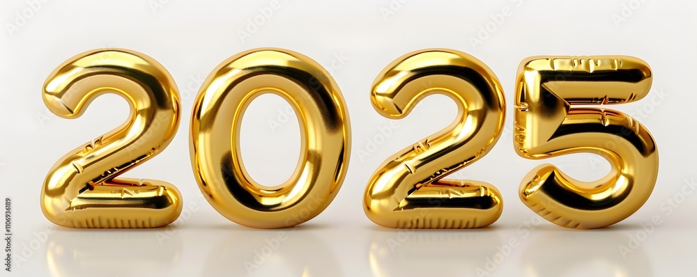 Golden Balloons Representing the Year Two Thousand Twenty Five Golden Balloons Representing the Year Two Thousand Twenty Five