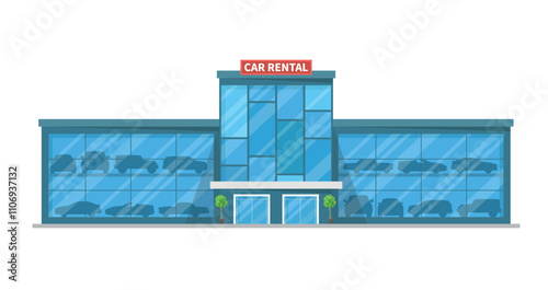 Modern car rental point building icon isolated on white background. Vector illustration.