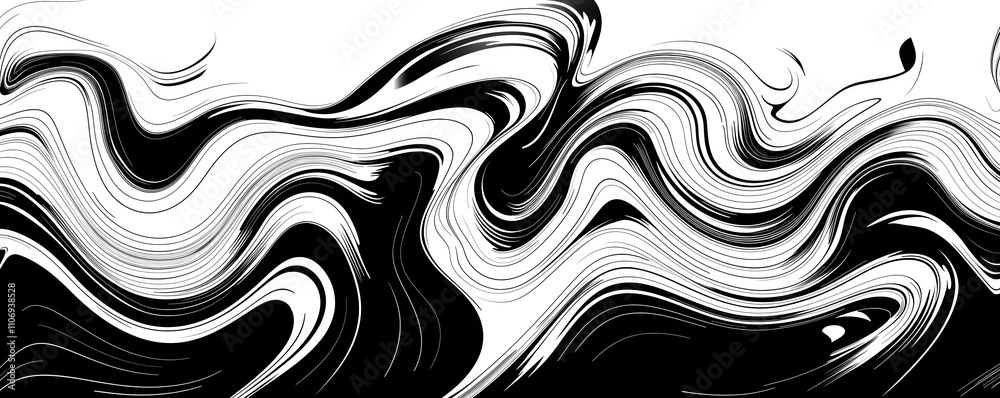 Abstract Black And White Swirling Wave Pattern Design Abstract Black And White Swirling Wave Pattern Design