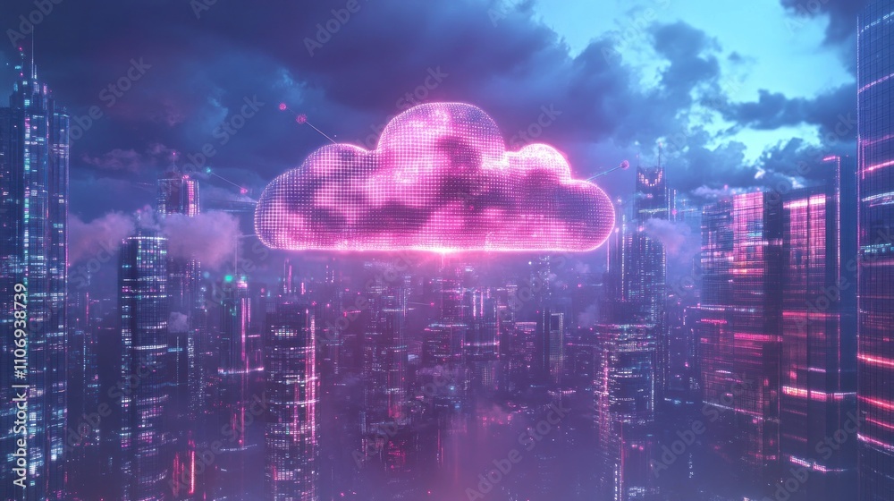 Futuristic Cityscape with Cloud Computing Futuristic Cityscape with Cloud Computing