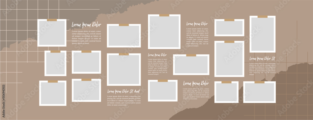 Pictures or photos frame collage, page grid layout abstract photo frames and digital photo wall template Pictures or photos frame collage, page grid layout abstract photo frames and digital photo wall template