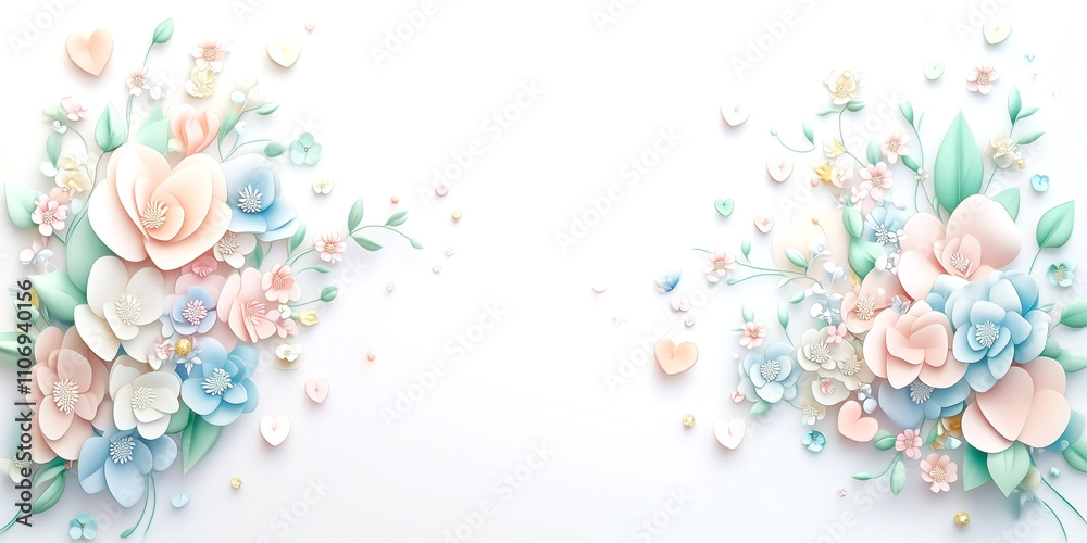 A colorful bouquet of flowers is displayed on a white background. The flowers are arranged in a way that creates a sense of movement and flow A colorful bouquet of flowers is displayed on a white background. The flowers are arranged in a way that creates a sense of movement and flow