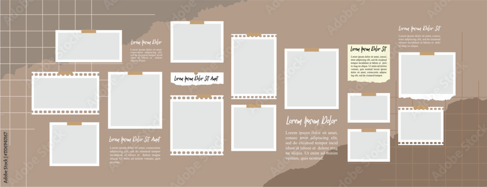 Pictures or photos frame collage, page grid layout abstract photo frames and digital photo wall template Pictures or photos frame collage, page grid layout abstract photo frames and digital photo wall template