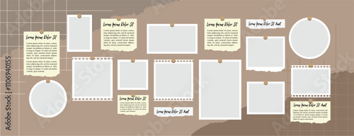 Pictures or photos frame collage, page grid layout abstract photo frames and digital photo wall template