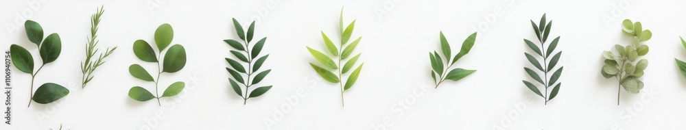 Green Foliage Arrangement on White Background Green Foliage Arrangement on White Background