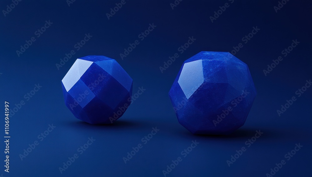 Two geometric shapes in vibrant blue against a dark background. Two geometric shapes in vibrant blue against a dark background.