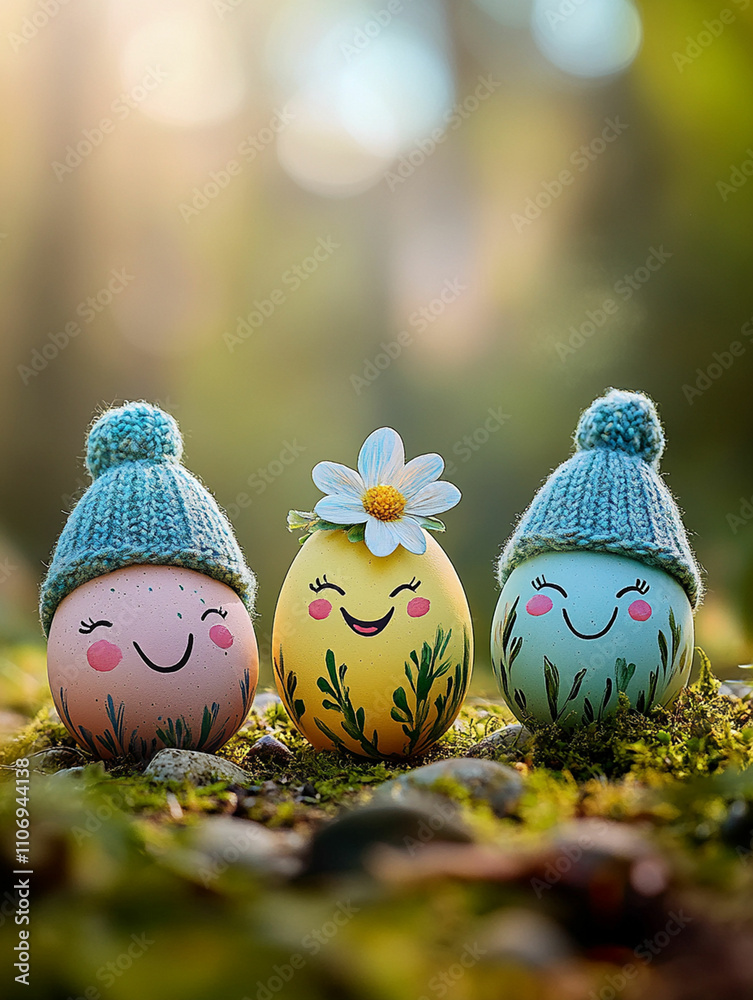 Fototapeta premium Happy Easter background, card, poster. Vector