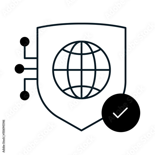 Global Governance. Connecting the World. Vector editable Stroke Icon.