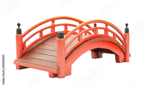 Wallpaper Mural A Japanese garden bridge, curved wood design, vibrant red, serene aesthetic, isolated on white background  Torontodigital.ca