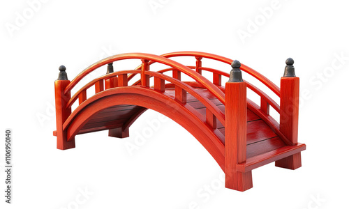 Wallpaper Mural A Japanese garden bridge, curved wood design, vibrant red, serene aesthetic, isolated on white background  Torontodigital.ca
