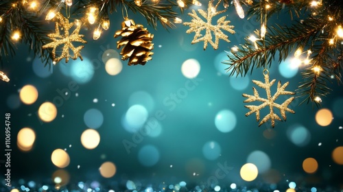 Christmas frame background, green color