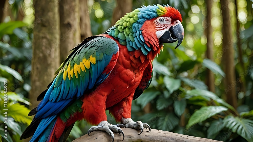Golden Hour in the Jungle with the Majestic Parrot