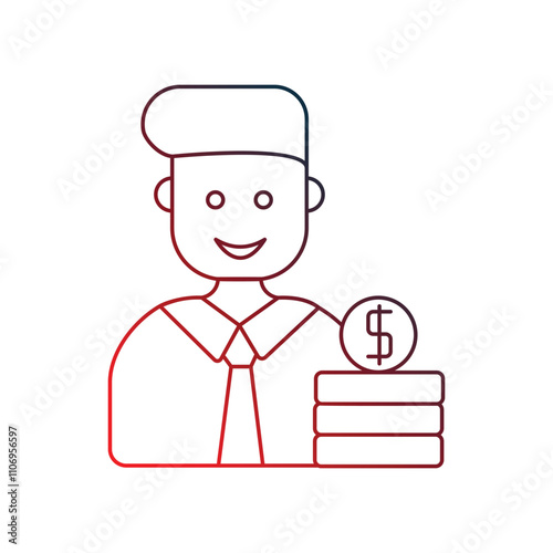 auditor gradient icon with white background vector stock illustration