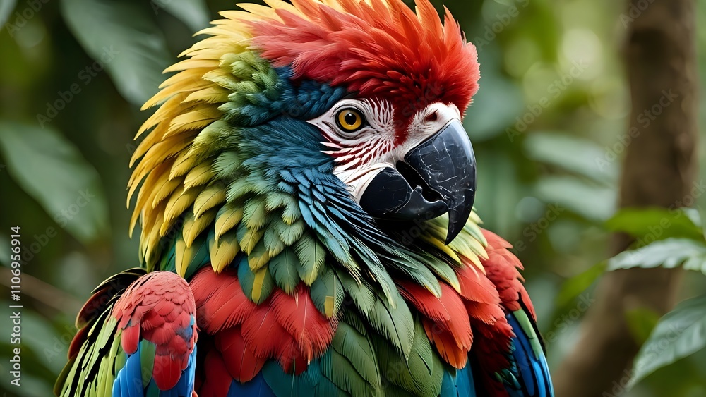 Obraz premium The Enchanted Parrot of the Sunset Jungle
