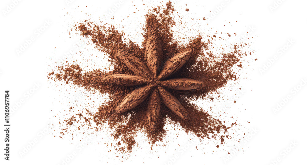 bright cacao chocolate paint color powder festival explosion burst isolated white background. bright cacao chocolate paint color powder festival explosion burst isolated white background.