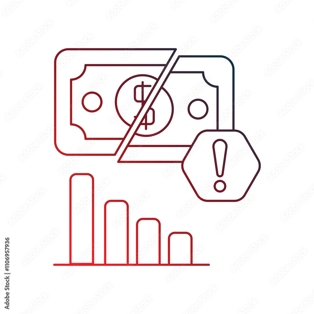 Fototapeta premium bankrupt gradient icon with white background vector stock illustration