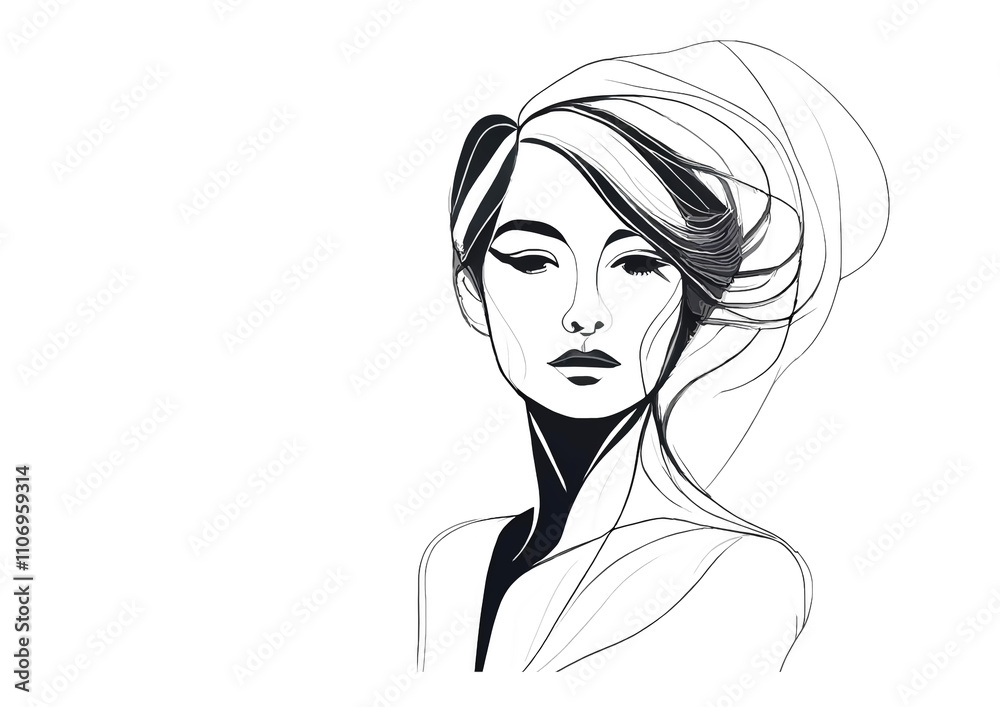 Illustration of a sketch of beautiful woman face. Illustration of a sketch of beautiful woman face.