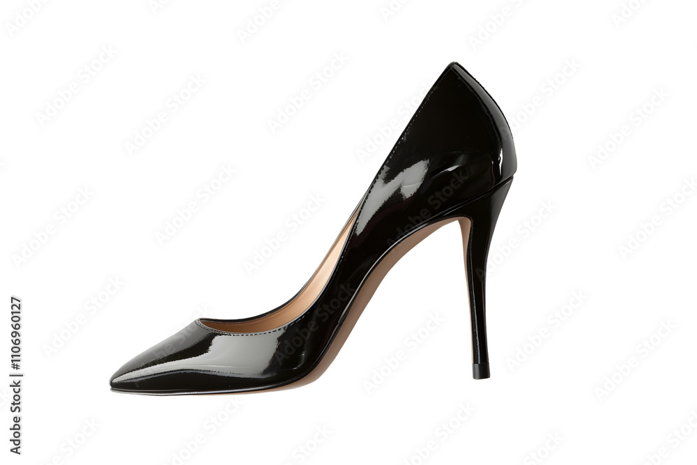 Fototapeta premium Black high heels woman fashion shoe isolated on white background