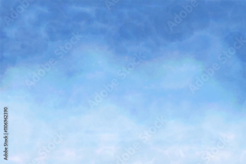 Beautiful daytime sky watercolor vector background. Gradient color changes from dark blue to light tones. Quiet atmosphere, suitable for creative works.